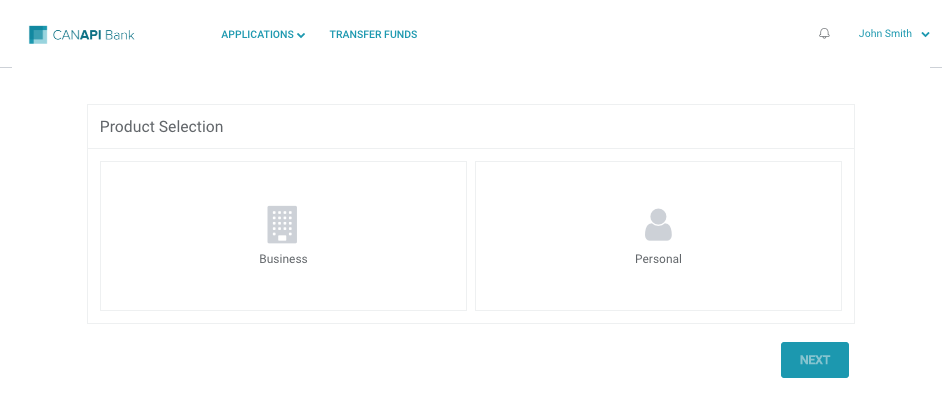 Product Selection - select Personal