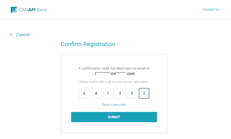 Confirm Registration page